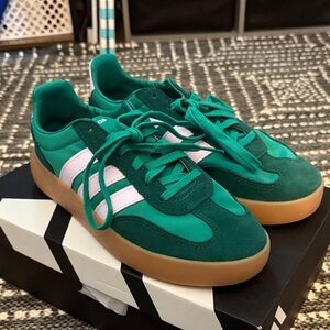 Adidas Green and White Sneakers with Gum Sole